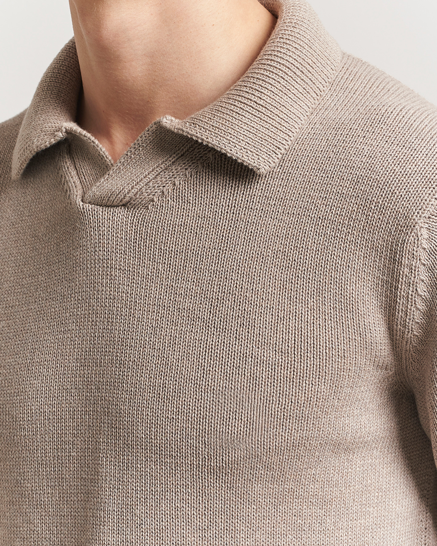 Men | Sweaters & Knitwear | Zanone | Soft Cotton Long Sleeve Polo Beige
