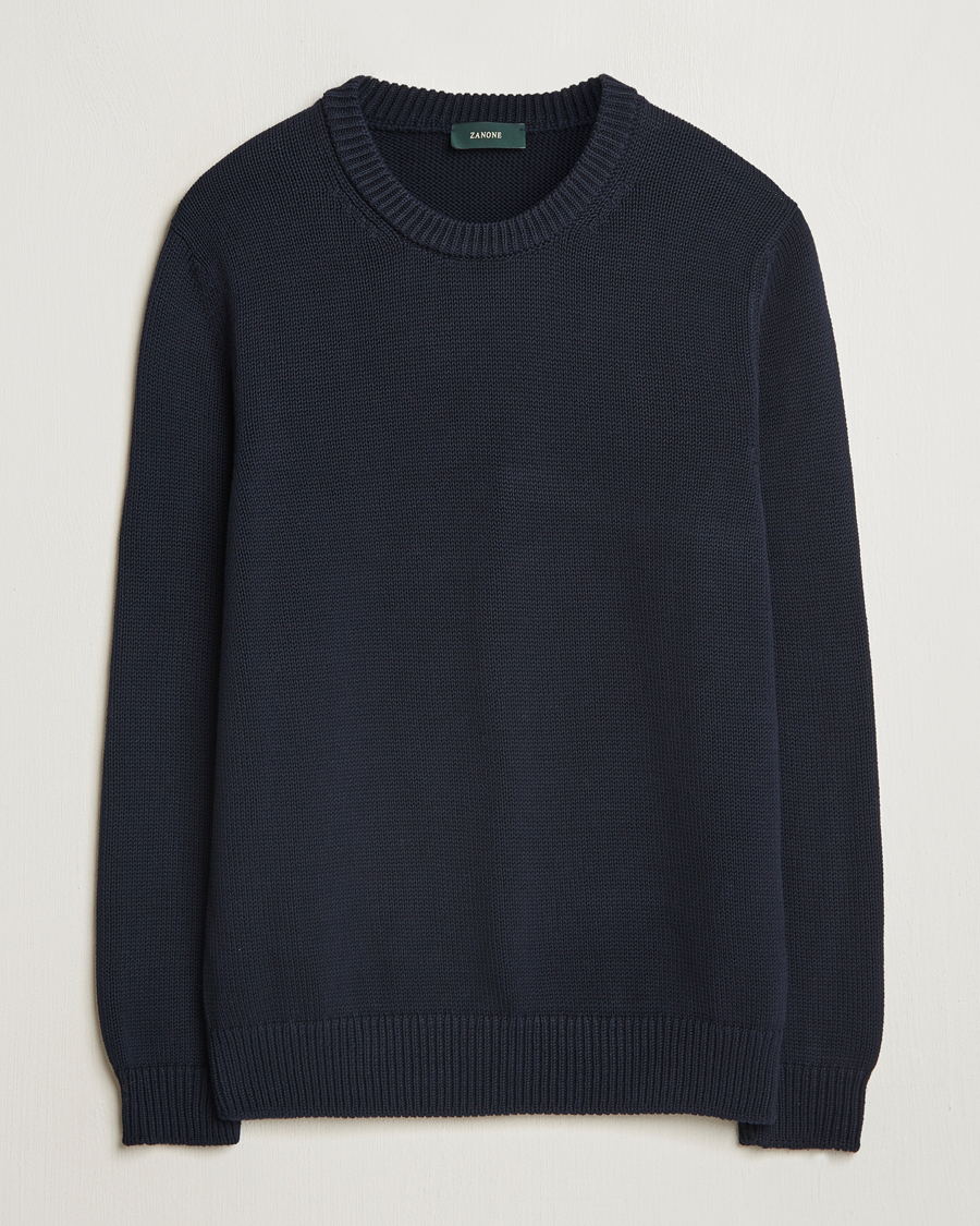 Men | Sweaters & Knitwear | Zanone | Soft Cotton Crewneck Sweater Navy