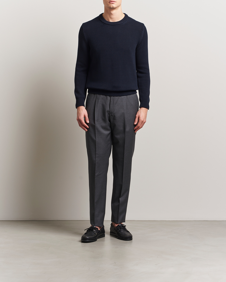 Men | Sweaters & Knitwear | Zanone | Soft Cotton Crewneck Sweater Navy