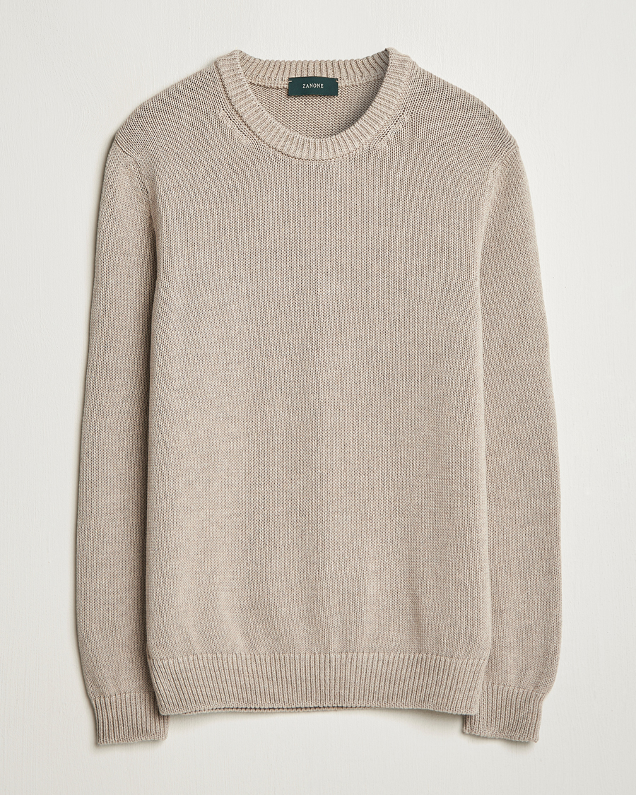 Men | Sweaters & Knitwear | Zanone | Soft Cotton Crewneck Sweater Beige