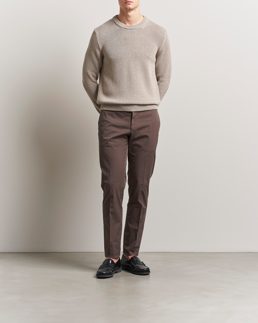 Men | Sweaters & Knitwear | Zanone | Soft Cotton Crewneck Sweater Beige
