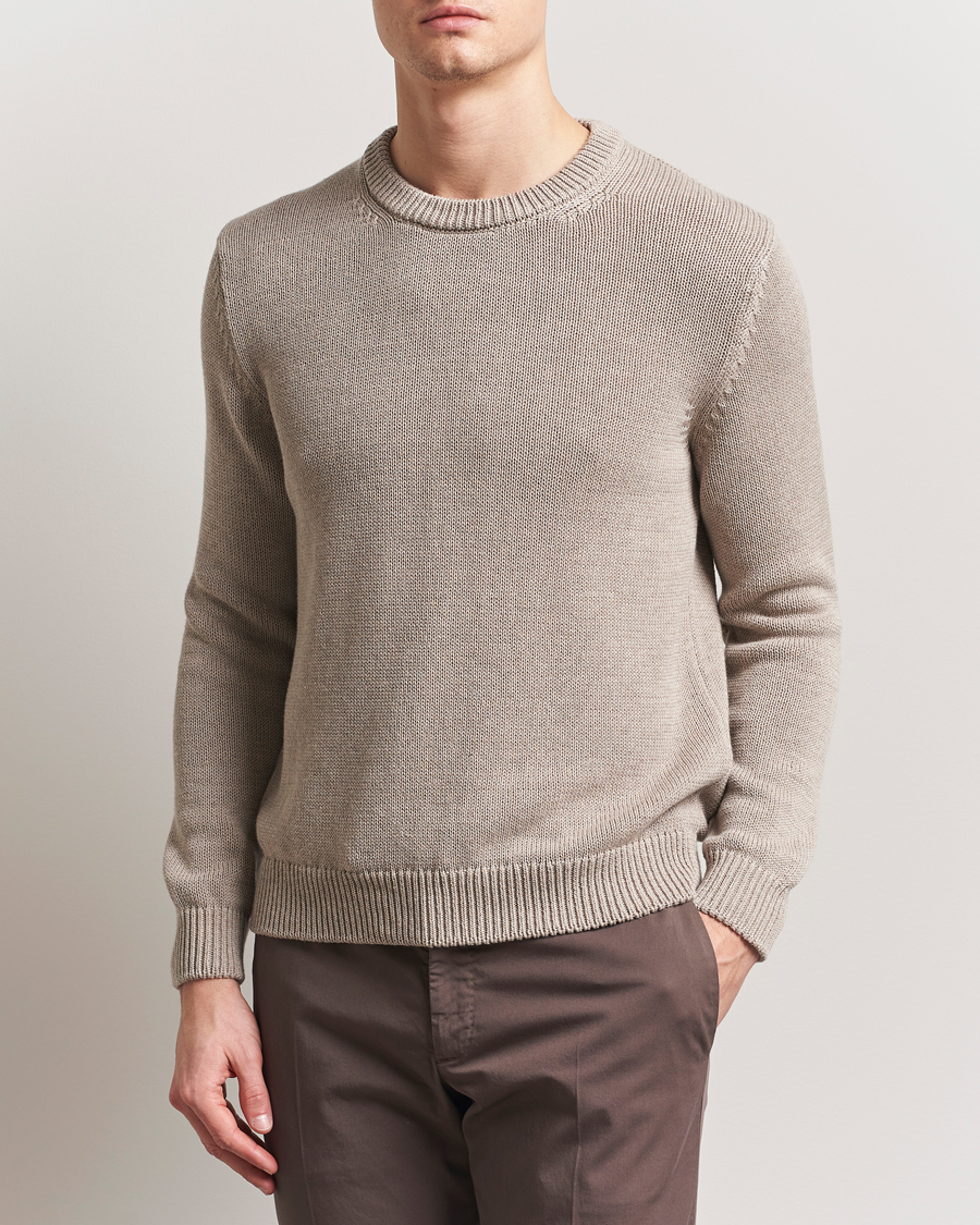 Men | Sweaters & Knitwear | Zanone | Soft Cotton Crewneck Sweater Beige