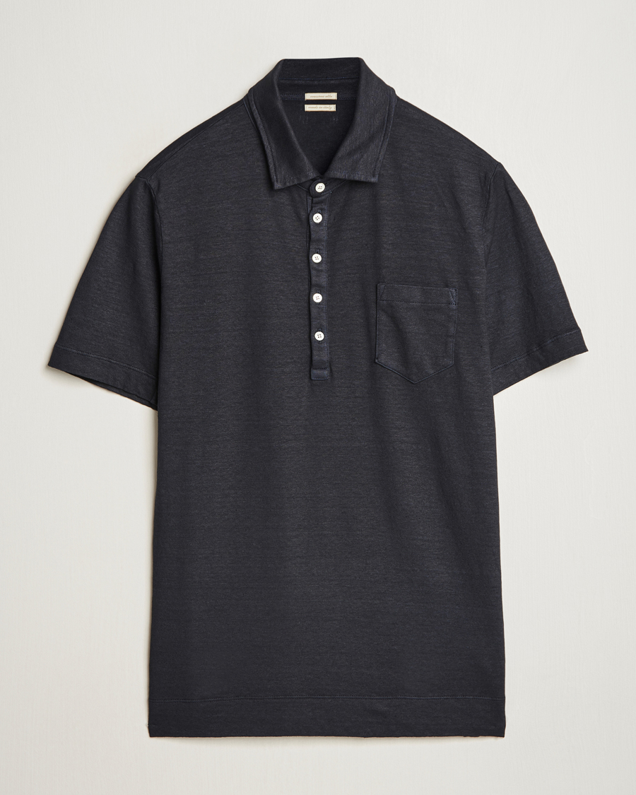 Men | Polo Shirts | Massimo Alba | Filicudi Cotton/Linen Polo Navy
