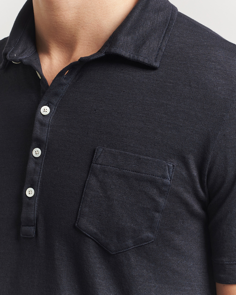 Men | Polo Shirts | Massimo Alba | Filicudi Cotton/Linen Polo Navy