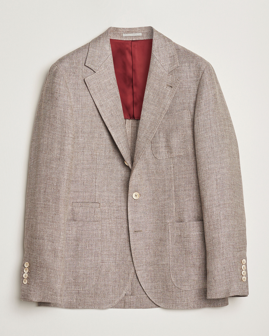 Men | Blazers | Brunello Cucinelli | Single Breasted Linen Blend Twill Blazer Beige