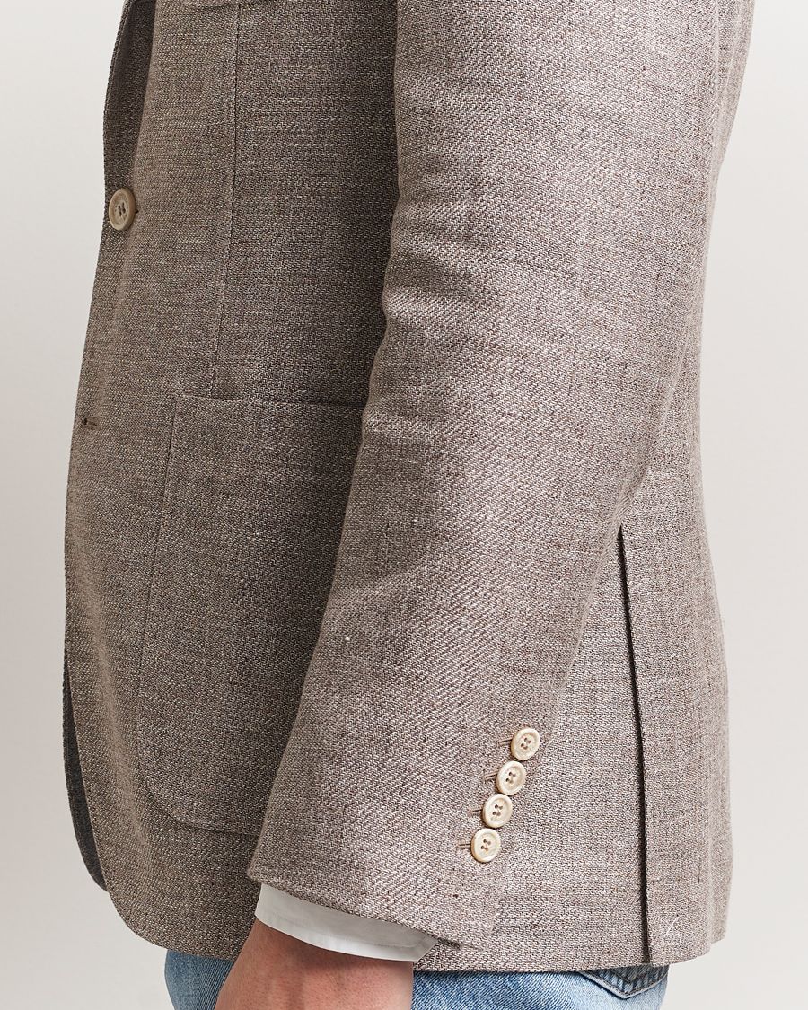 Men | Blazers | Brunello Cucinelli | Single Breasted Linen Blend Twill Blazer Beige