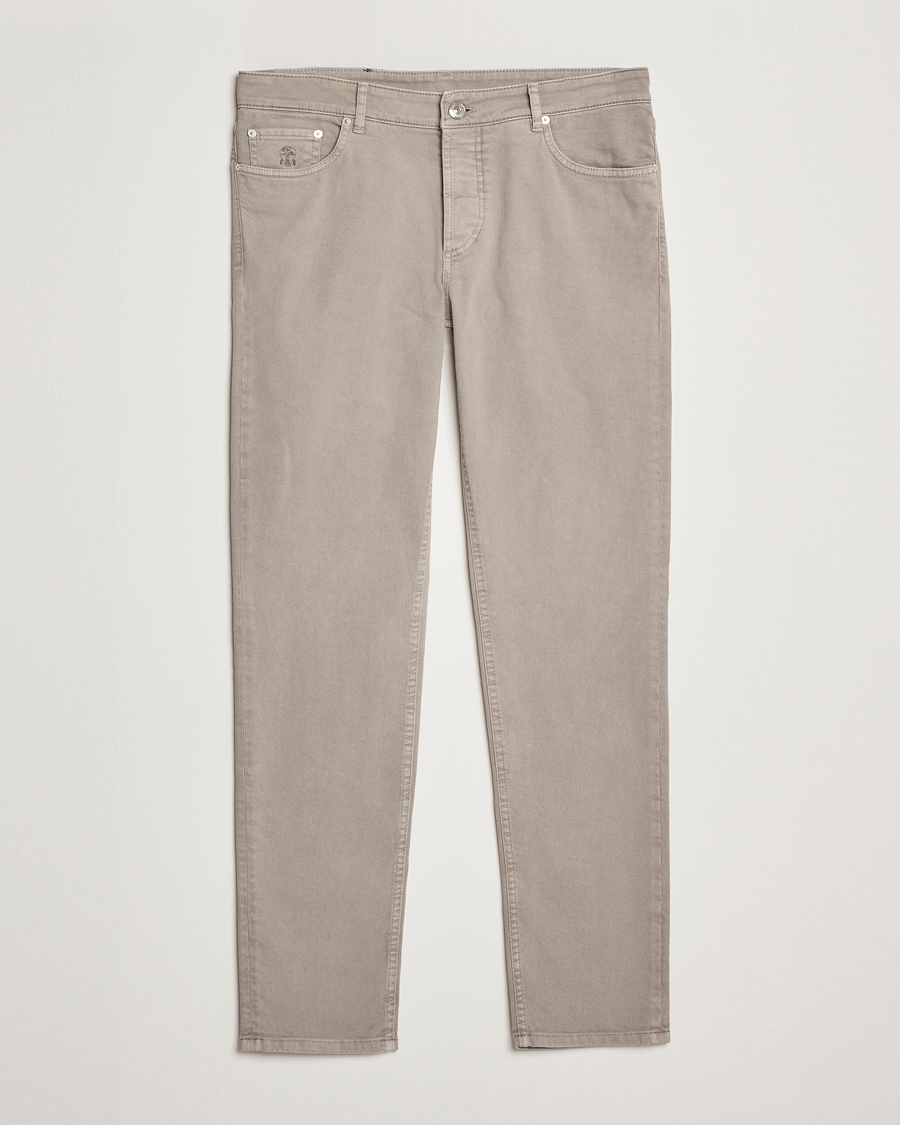 Men | Trousers | Brunello Cucinelli | Slim Fit Bull Denim Pants Grey