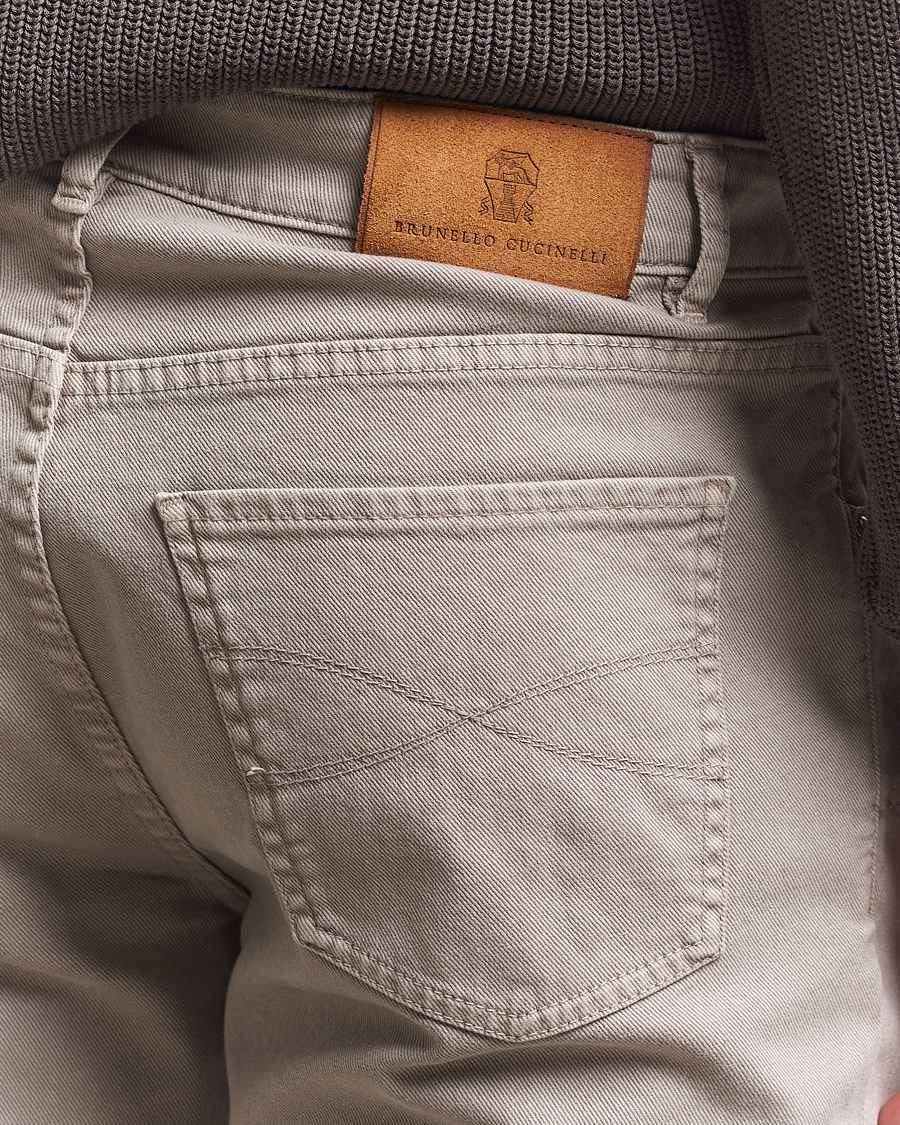 Men | Trousers | Brunello Cucinelli | Slim Fit Bull Denim Pants Grey