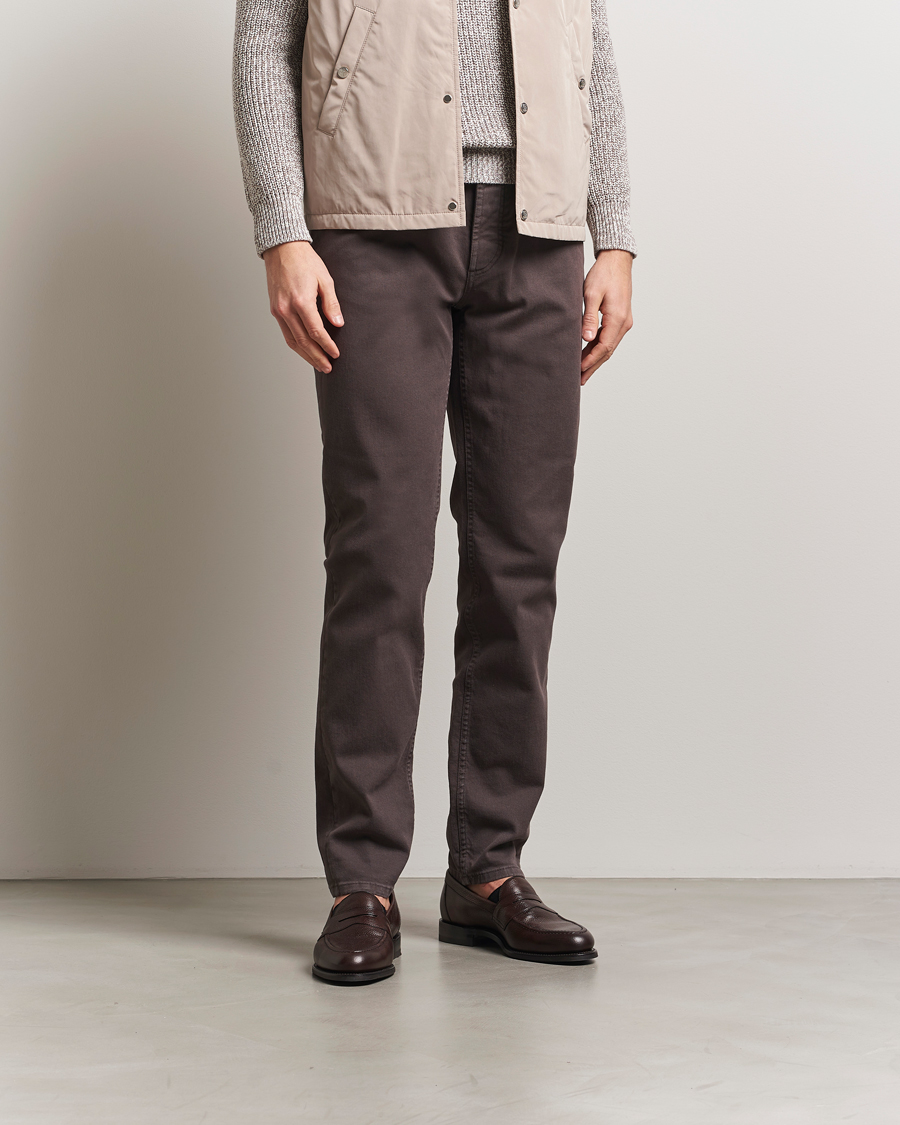Men | Trousers | Brunello Cucinelli | Slim Fit Bull Denim Pants Dark Brown