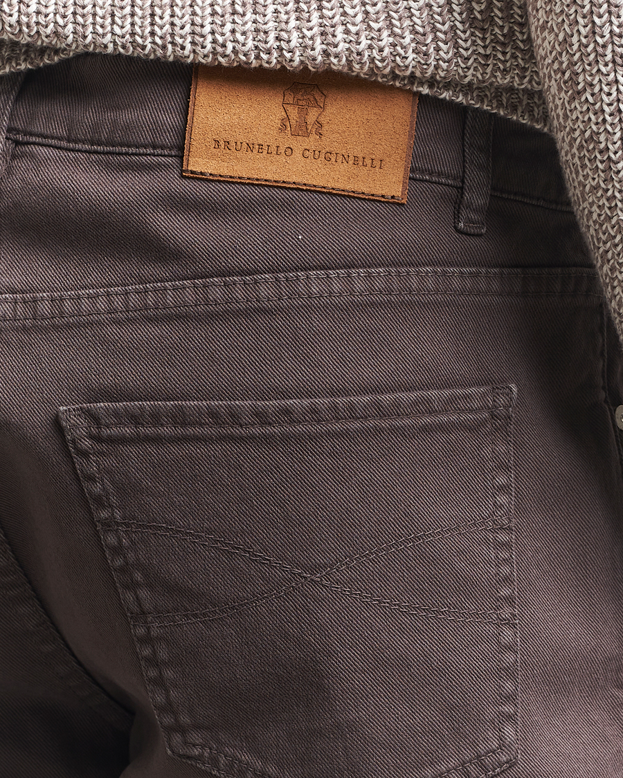 Men | Trousers | Brunello Cucinelli | Slim Fit Bull Denim Pants Dark Brown