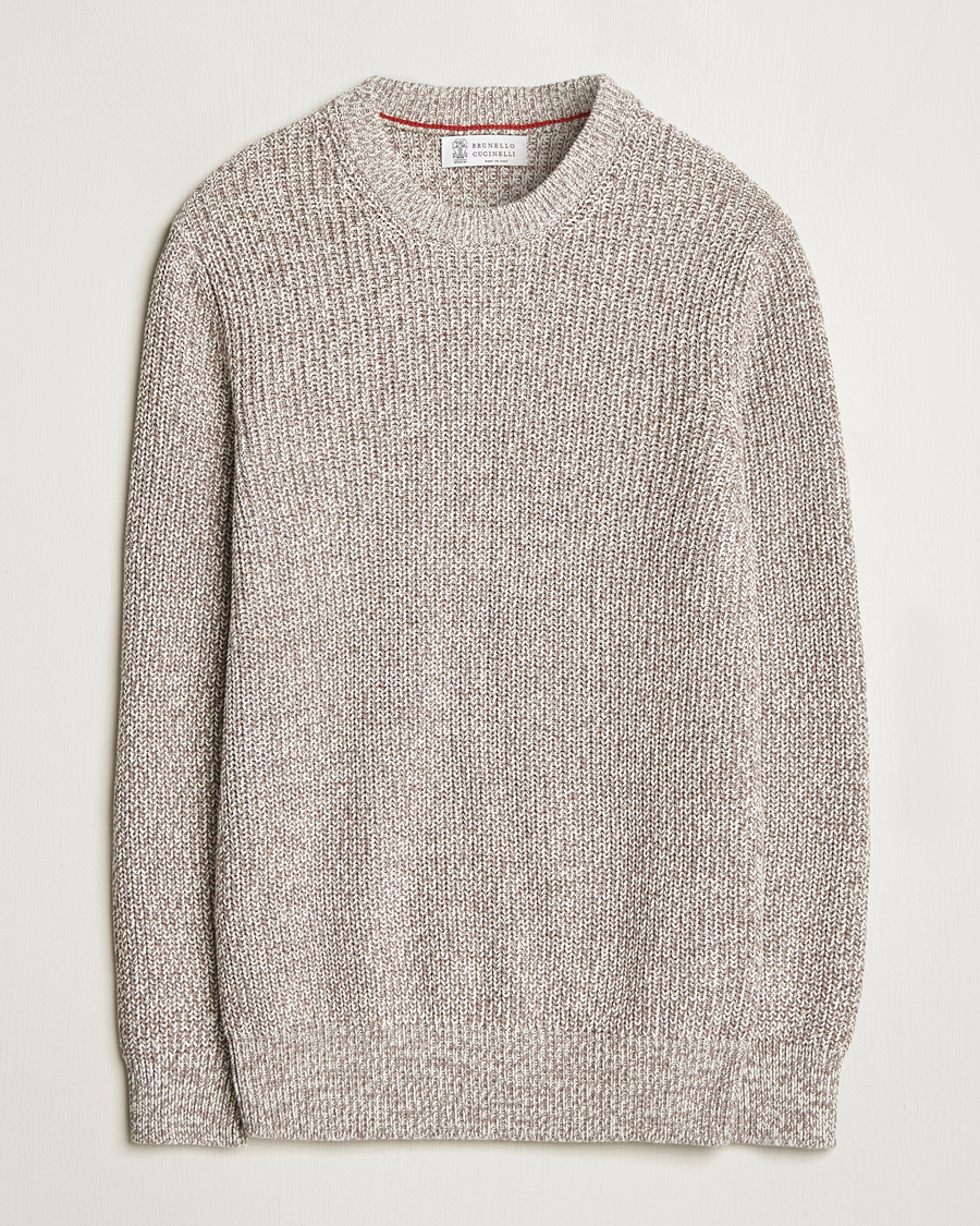 Men | Sweaters & Knitwear | Brunello Cucinelli | Melange Rib Sweater Beige