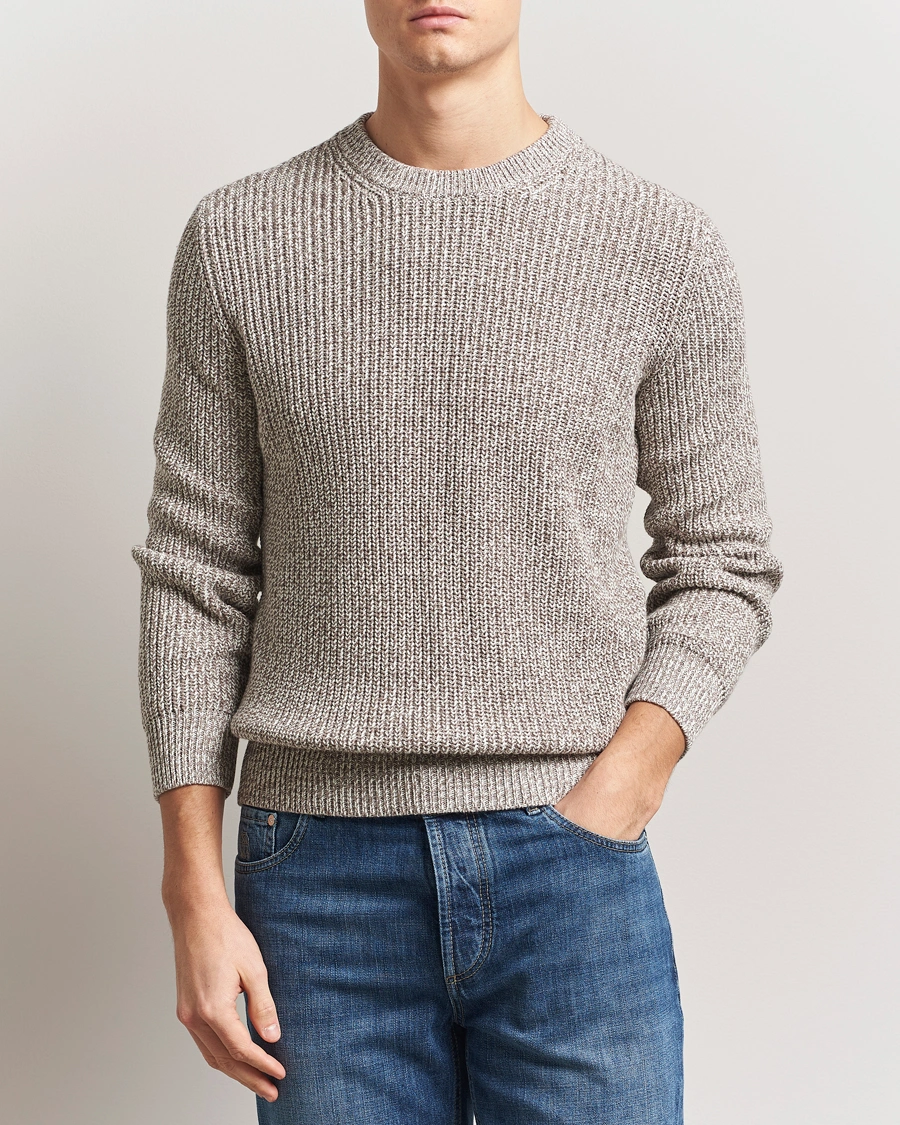 Men | Sweaters & Knitwear | Brunello Cucinelli | Melange Rib Sweater Beige