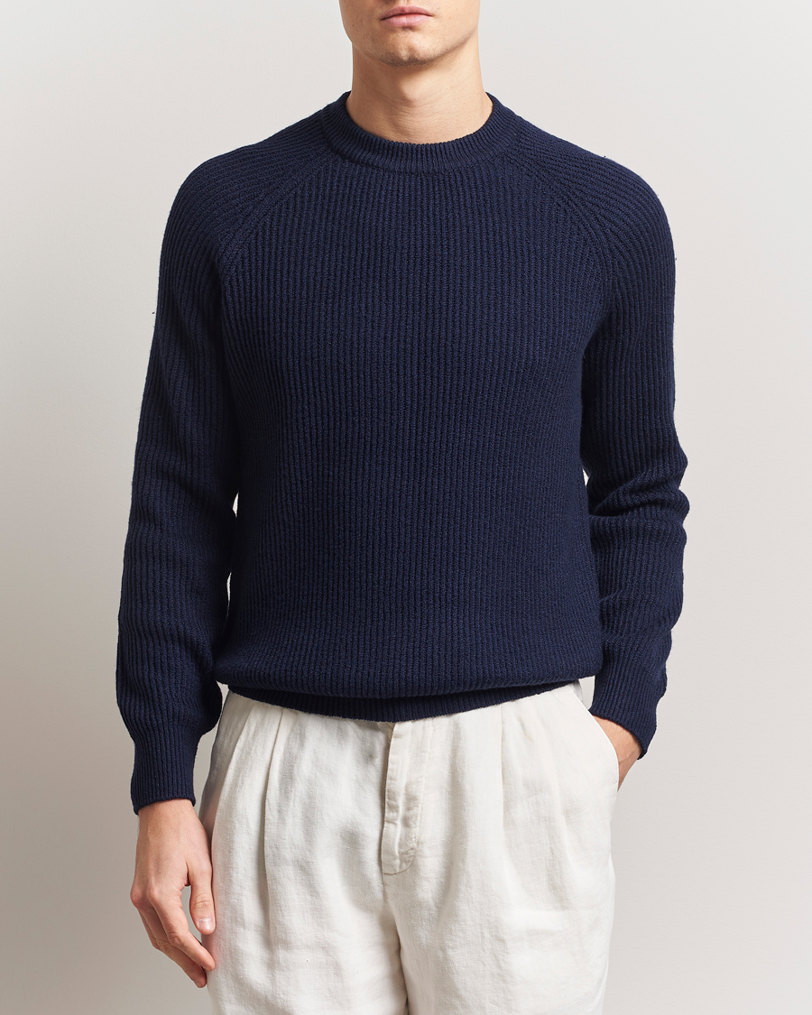 Men | Sweaters & Knitwear | Brunello Cucinelli | Heavy Rib Stitch Crew Neck Navy