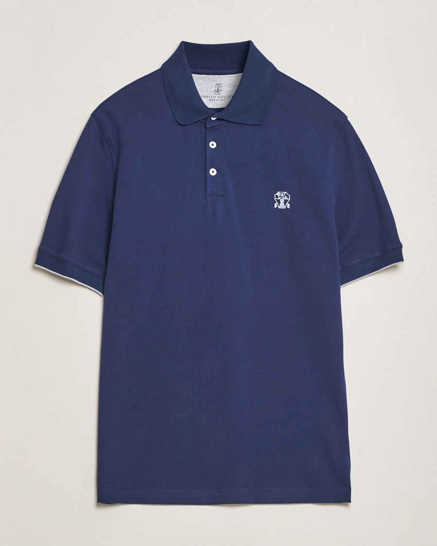 Men | Polo Shirts | Brunello Cucinelli | Short Sleeve Logo Polo Navy
