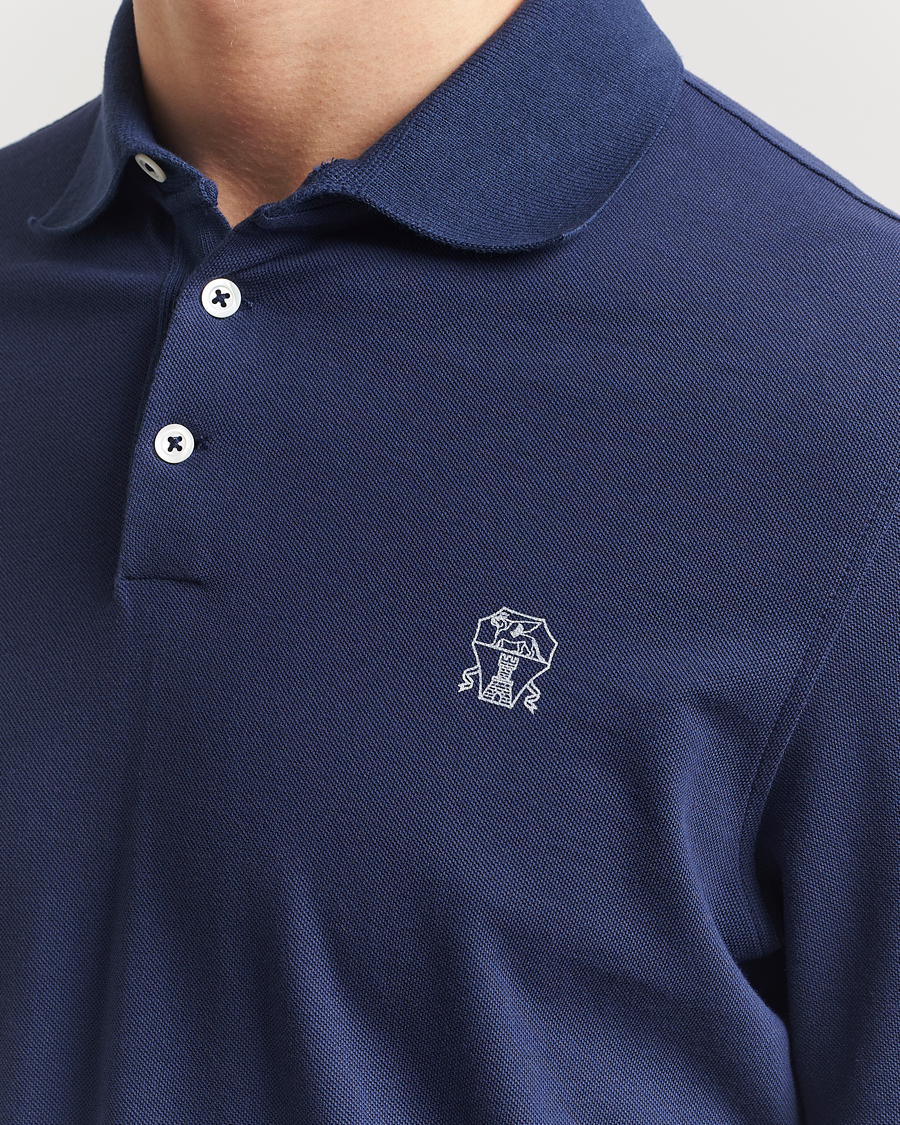 Men | Polo Shirts | Brunello Cucinelli | Short Sleeve Logo Polo Navy