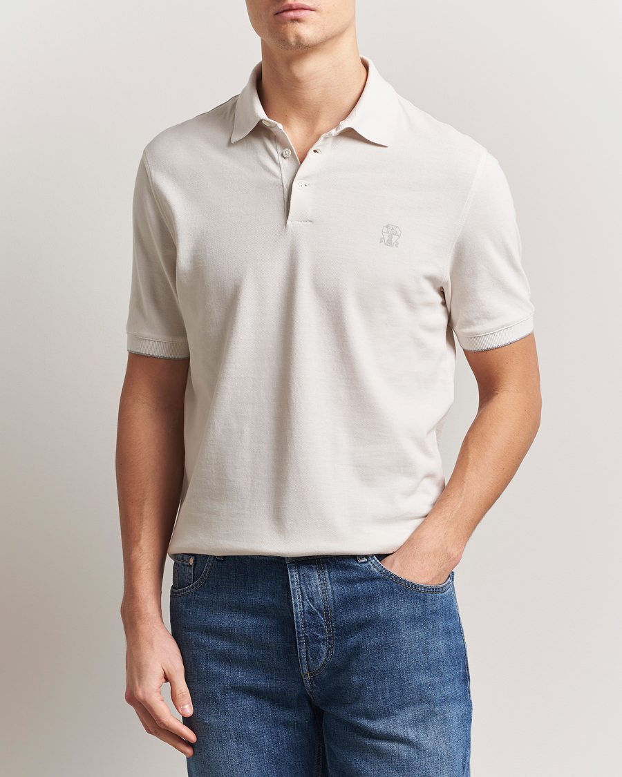 Men | Polo Shirts | Brunello Cucinelli | Short Sleeve Logo Polo Off White
