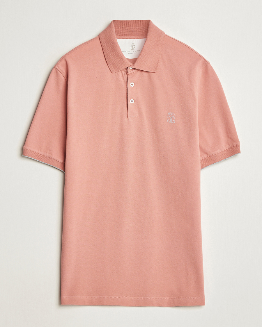 Men | Polo Shirts | Brunello Cucinelli | Short Sleeve Logo Polo Dusty Red