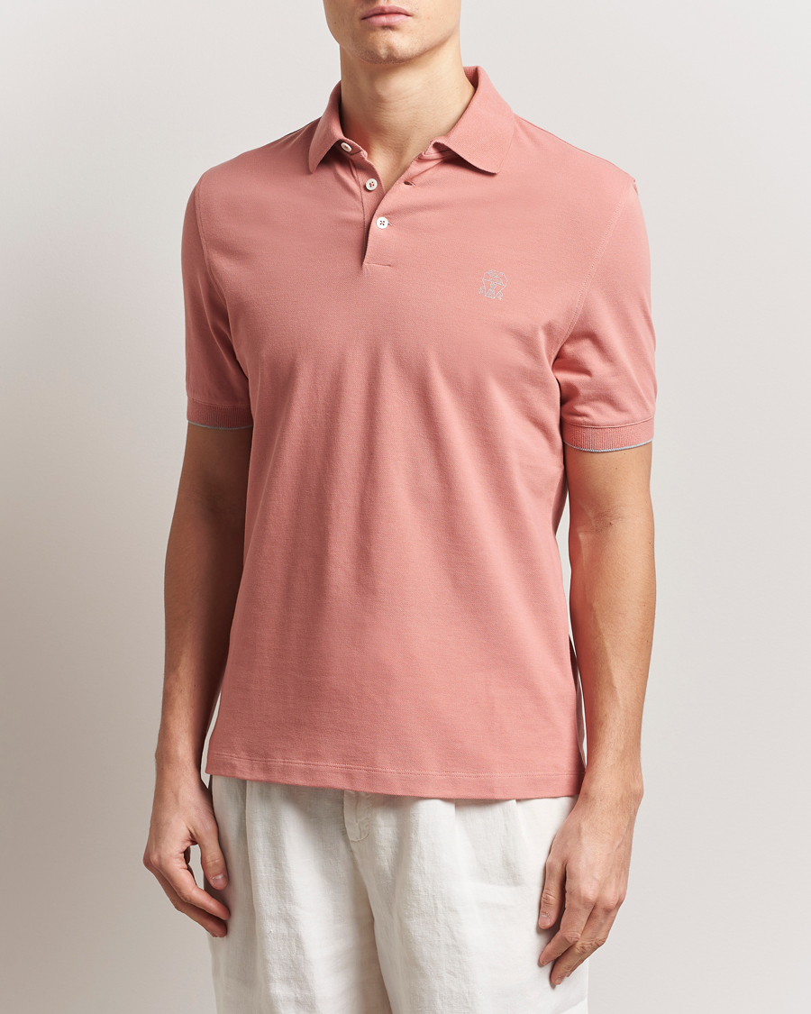 Men | Polo Shirts | Brunello Cucinelli | Short Sleeve Logo Polo Dusty Red