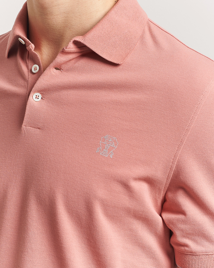 Men | Polo Shirts | Brunello Cucinelli | Short Sleeve Logo Polo Dusty Red