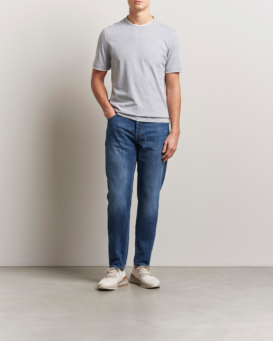 Men | T-Shirts | Brunello Cucinelli | Short Sleeve Contrast T-Shirt Heather Grey