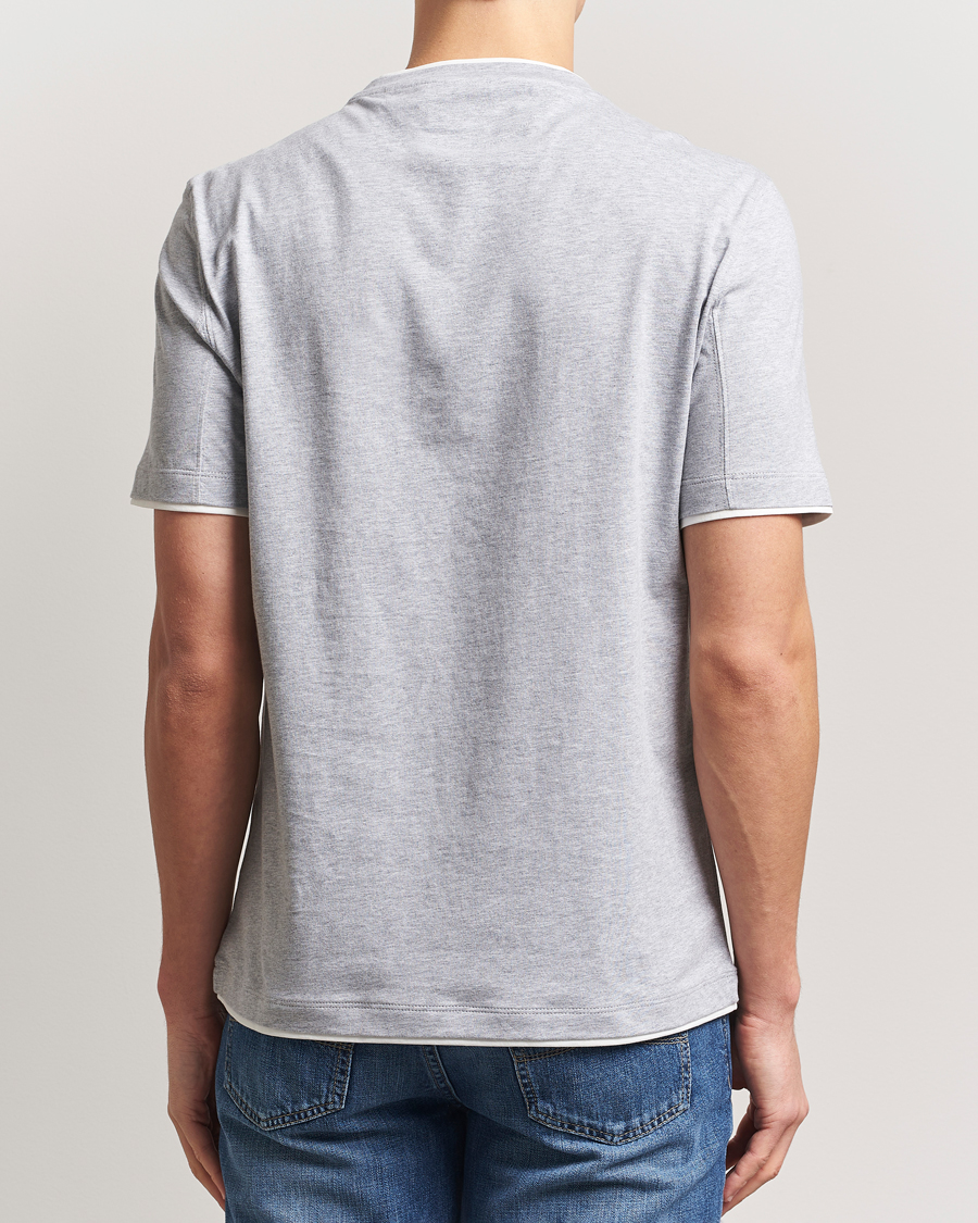 Men | T-Shirts | Brunello Cucinelli | Short Sleeve Contrast T-Shirt Heather Grey