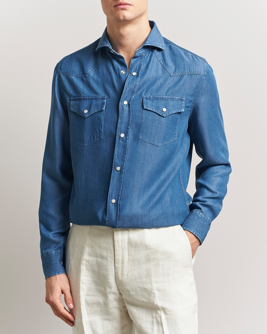 Men | Shirts | Brunello Cucinelli | Denim Western Shirt Navy