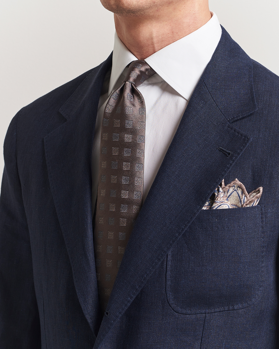 Men | Ties | Brunello Cucinelli | Jacquard Silk Tie Dark Brown