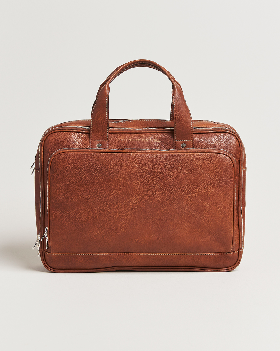 Men | Bags | Brunello Cucinelli | Grain Leather Briefcase Cognac