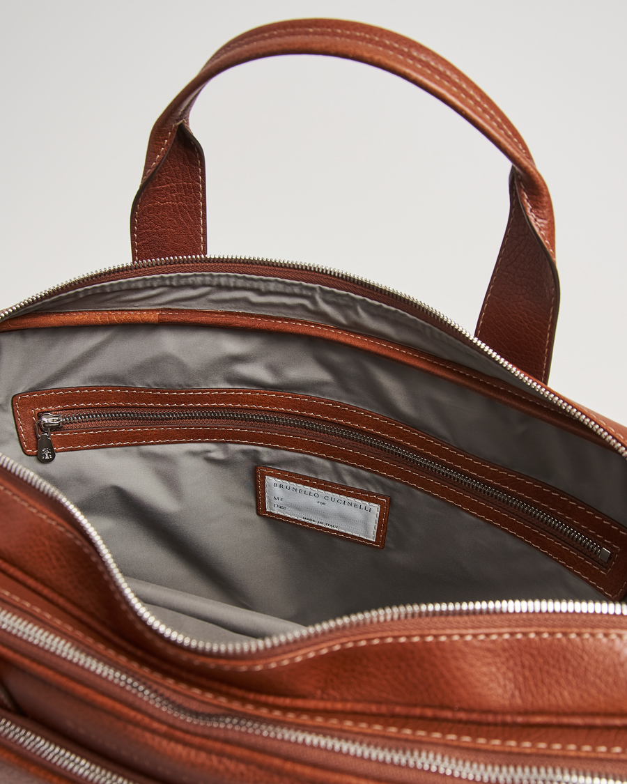 Men | Bags | Brunello Cucinelli | Grain Leather Briefcase Cognac