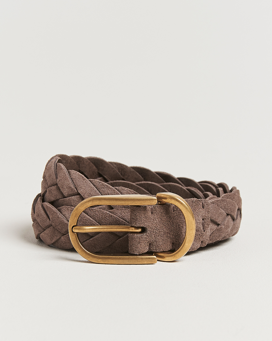 Men | Belts | Brunello Cucinelli | Braided Belt Brown Suede
