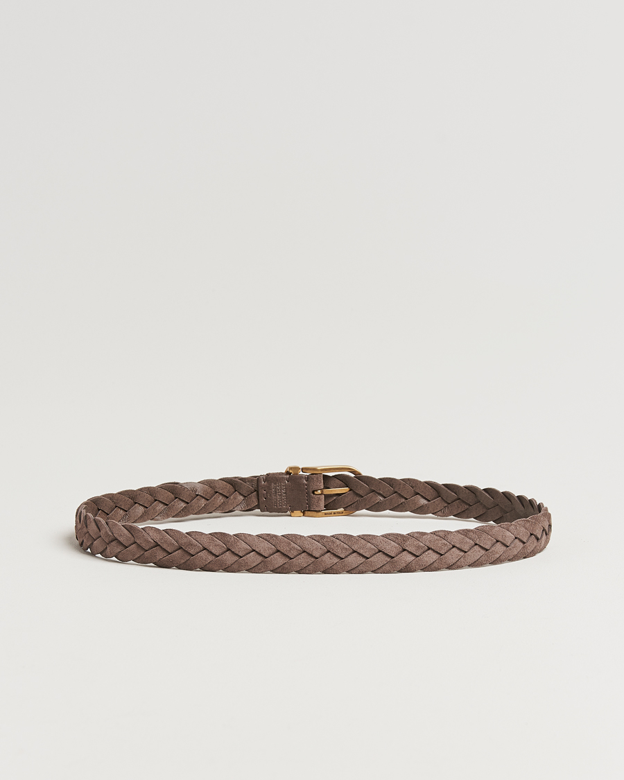 Men | Belts | Brunello Cucinelli | Braided Belt Brown Suede