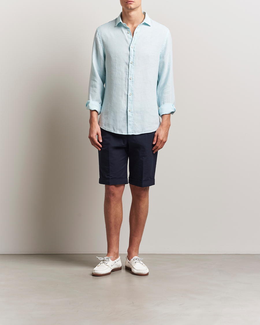 Men | Shirts | Charles Tyrwhitt | Pure Linen Slim Fit Shirt Aqua