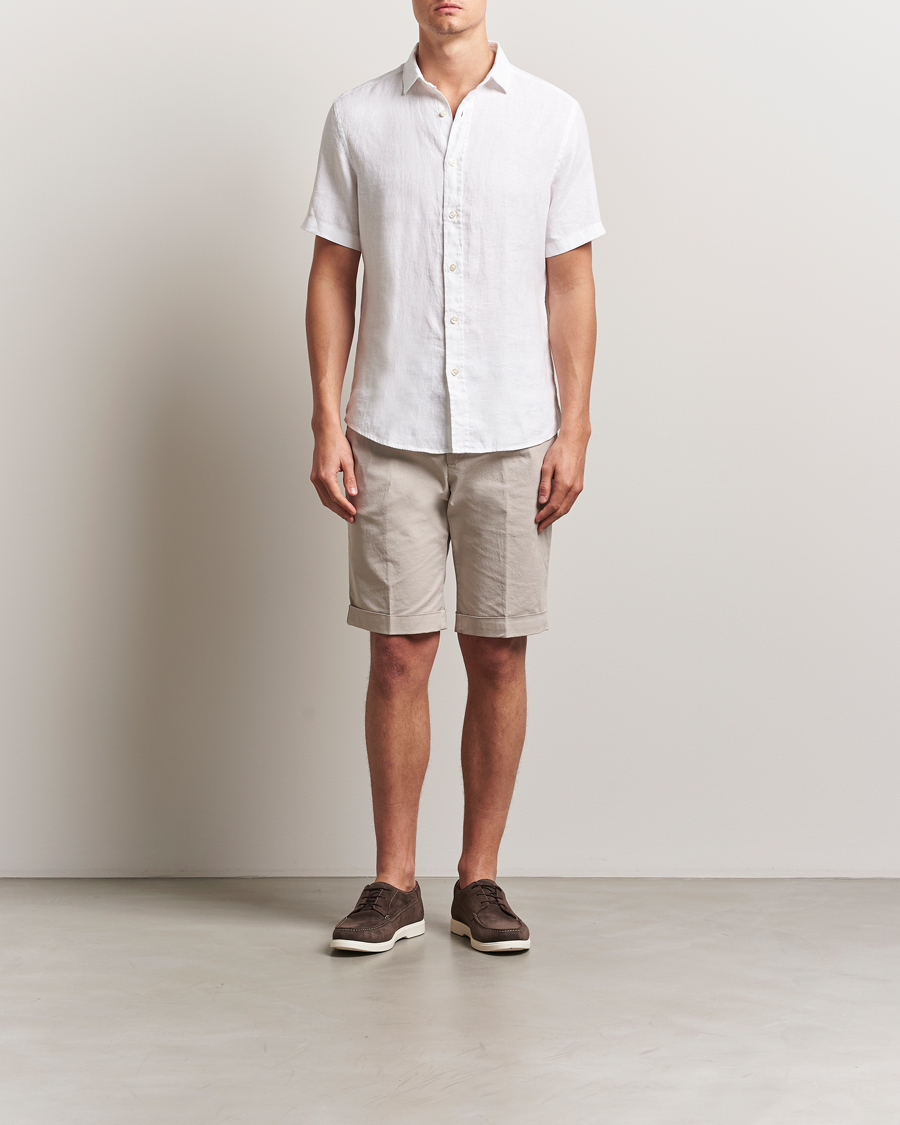 Men | Shirts | Charles Tyrwhitt | Pure Linen Short Sleeve Slim Fit Shirt White
