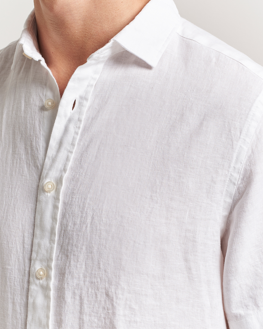 Men | Shirts | Charles Tyrwhitt | Pure Linen Short Sleeve Slim Fit Shirt White