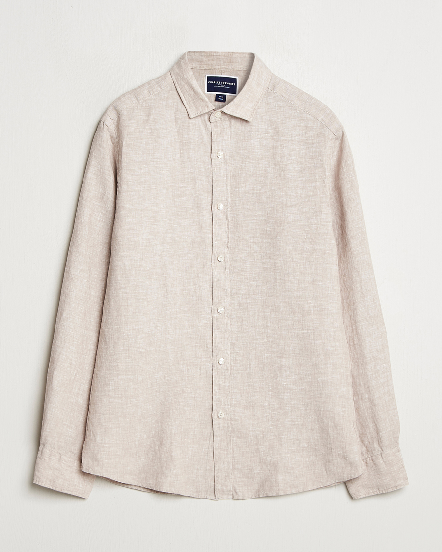 Men | Shirts | Charles Tyrwhitt | Pure Linen Slim Fit Shirt Oatmeal