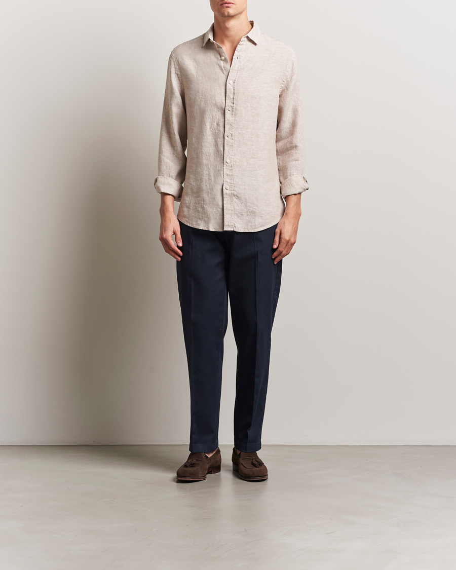 Men | Shirts | Charles Tyrwhitt | Pure Linen Slim Fit Shirt Oatmeal