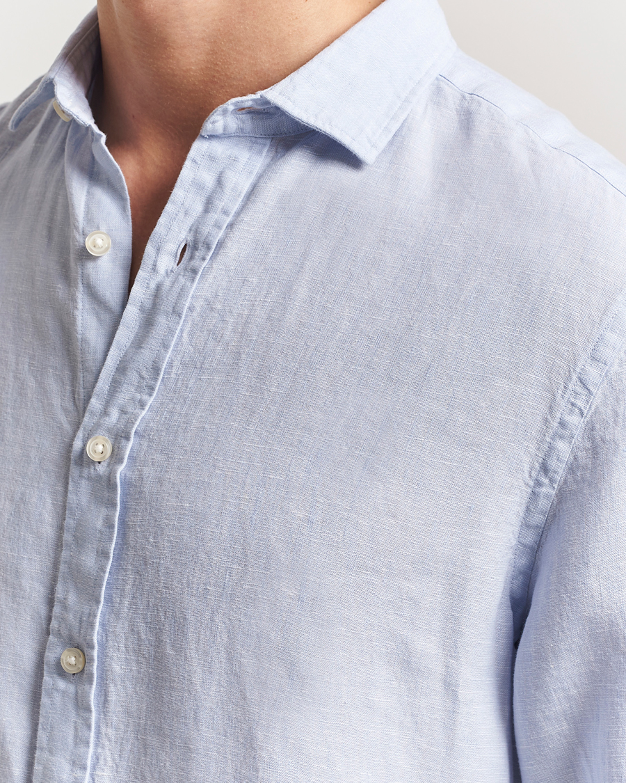 Men | Shirts | Charles Tyrwhitt | Pure Linen Slim Fit Shirt Sky Blue