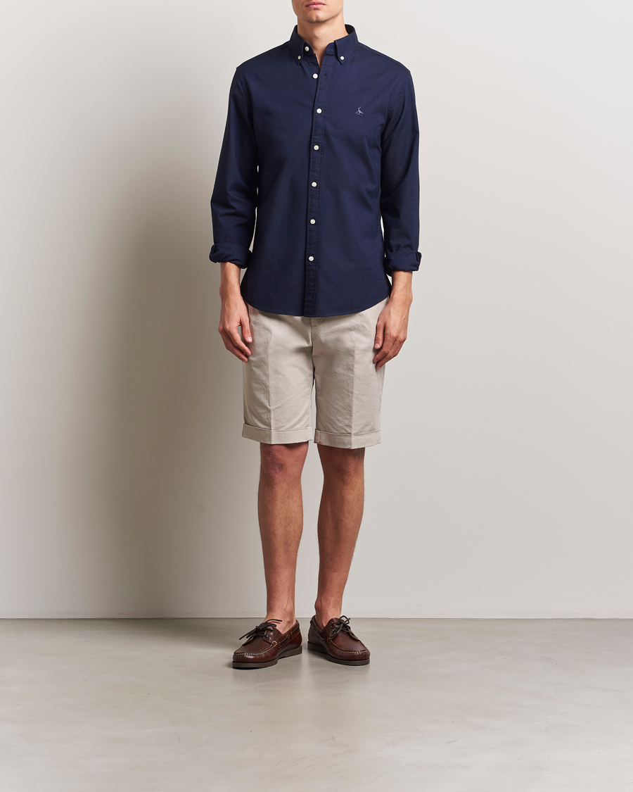 Men | Shirts | Charles Tyrwhitt | Button Down Stretch Oxford Shirt Ink Blue