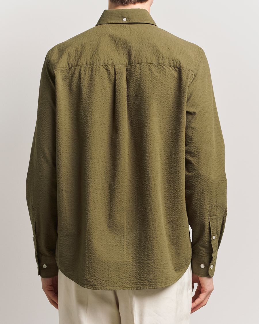 Men | Shirts | Forét | Hornet Seersucker Shirt Army