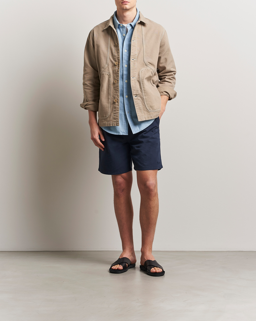 Men | Shorts | Forét | Hush Seersucker Shorts Navy
