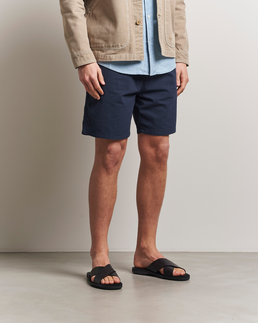 Men | Shorts | Forét | Hush Seersucker Shorts Navy