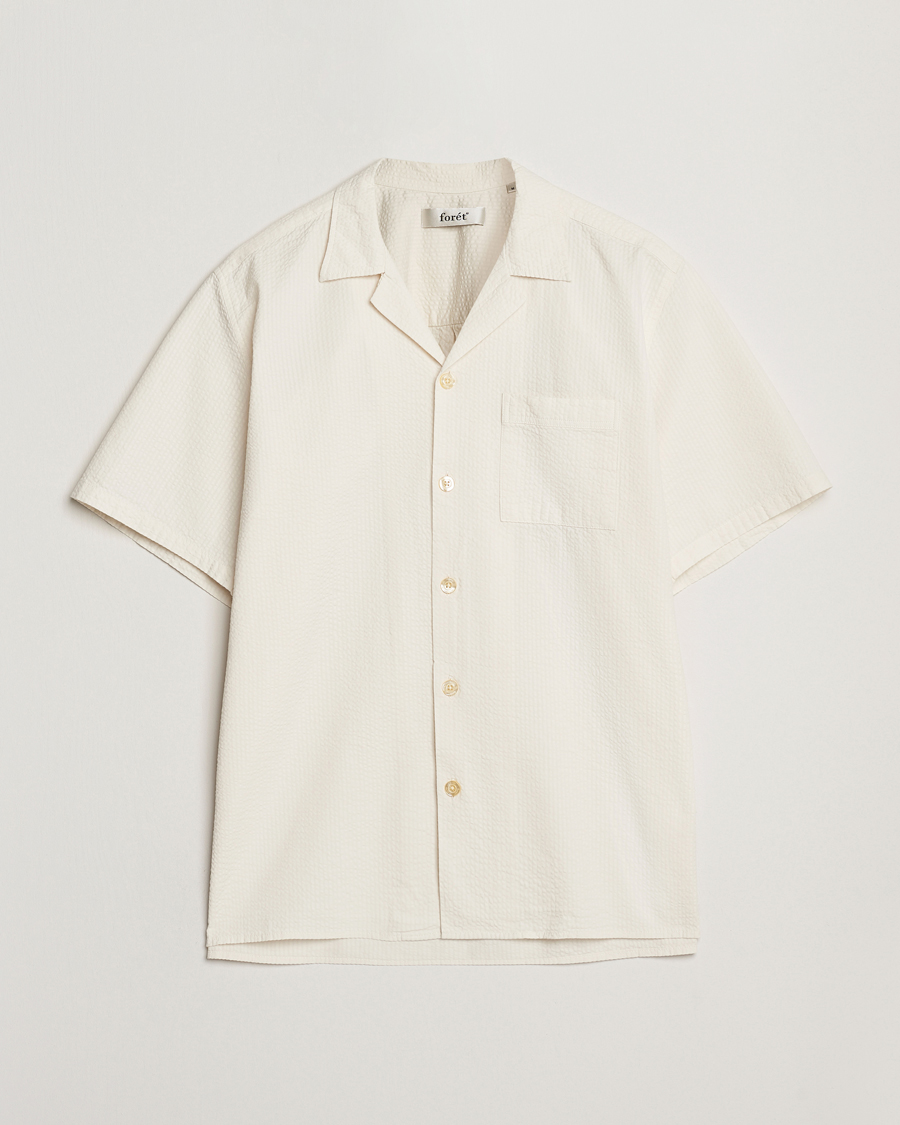 Men | Shirts | Forét | Hush Short Sleeve Seersucker Shirt Cloud