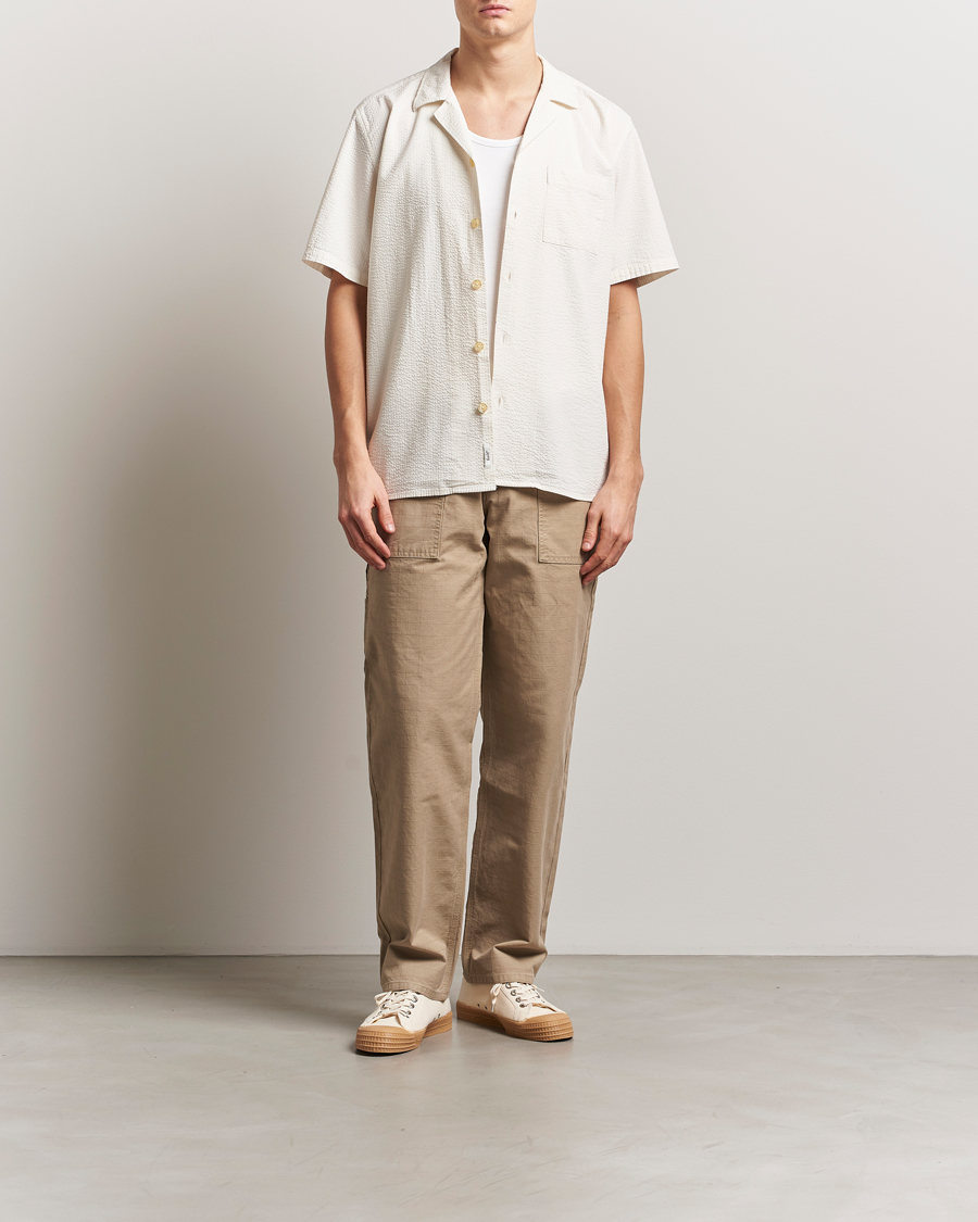 Men | Shirts | Forét | Hush Short Sleeve Seersucker Shirt Cloud