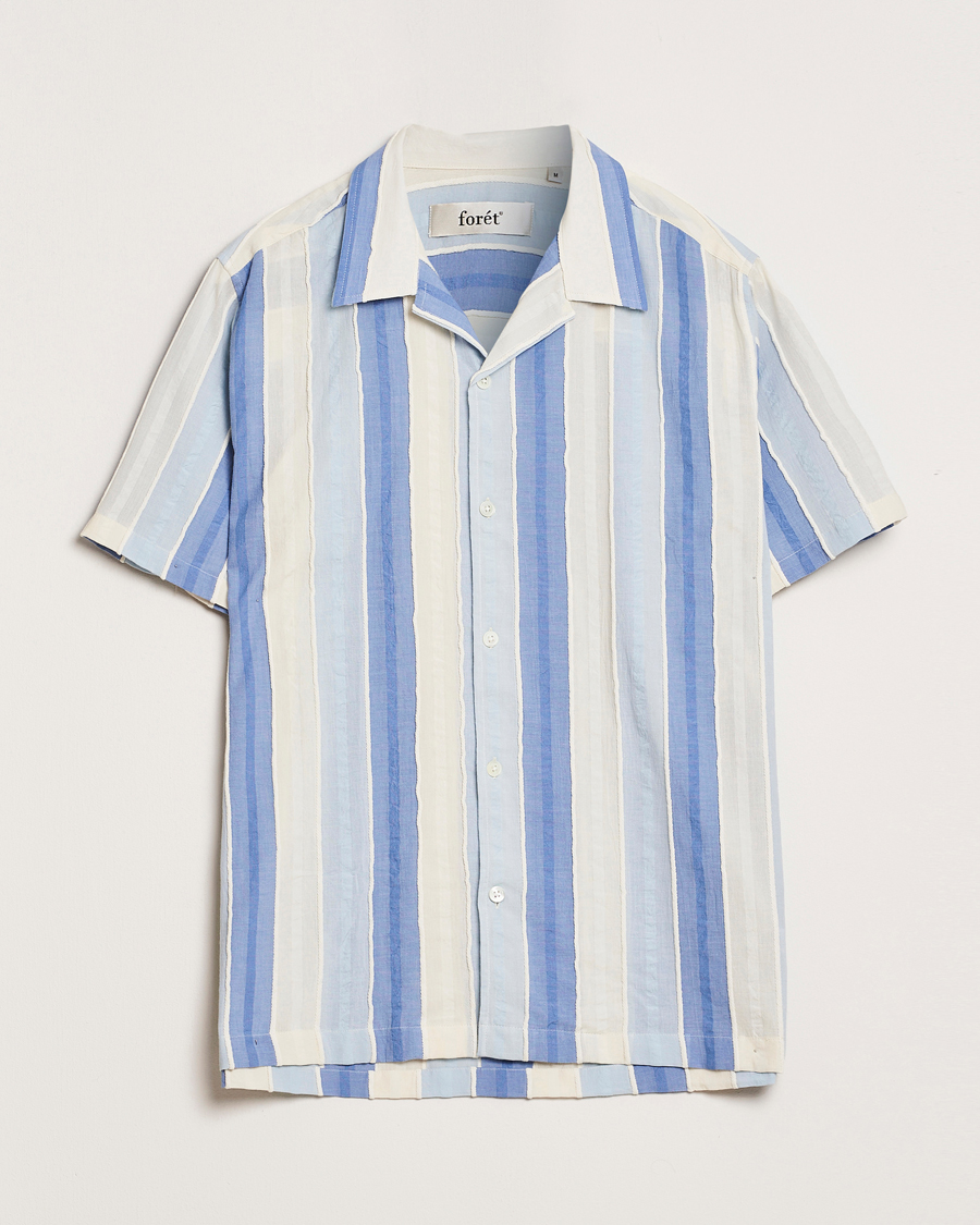 Men | Shirts | Forét | Peer Jaquard Short Sleeve Shirt Blue