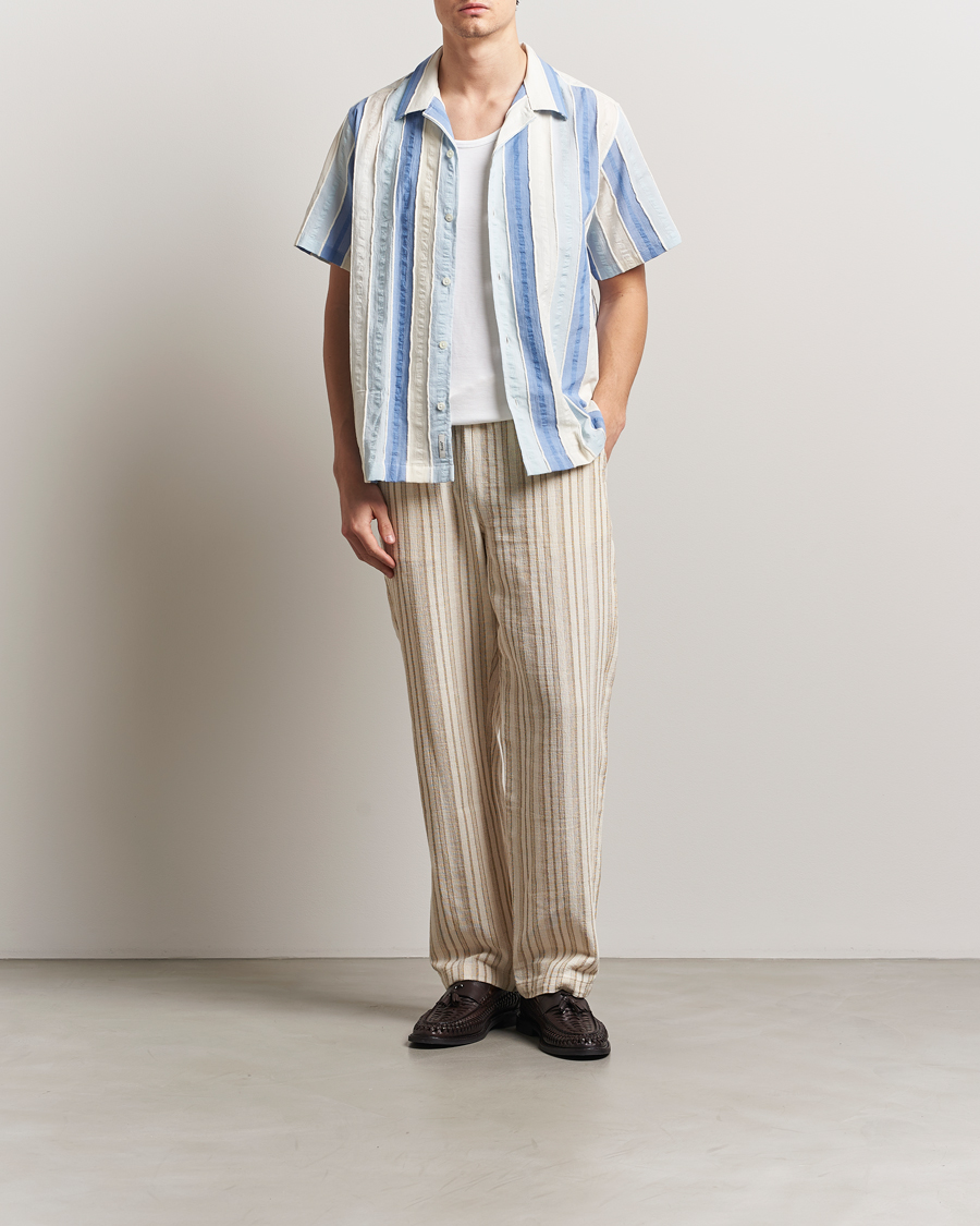 Men | Shirts | Forét | Peer Jaquard Short Sleeve Shirt Blue