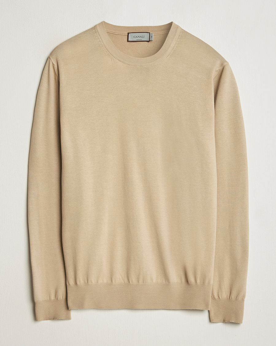 Men | Sweaters & Knitwear | Canali | Cotton Crew Neck Pullover Beige