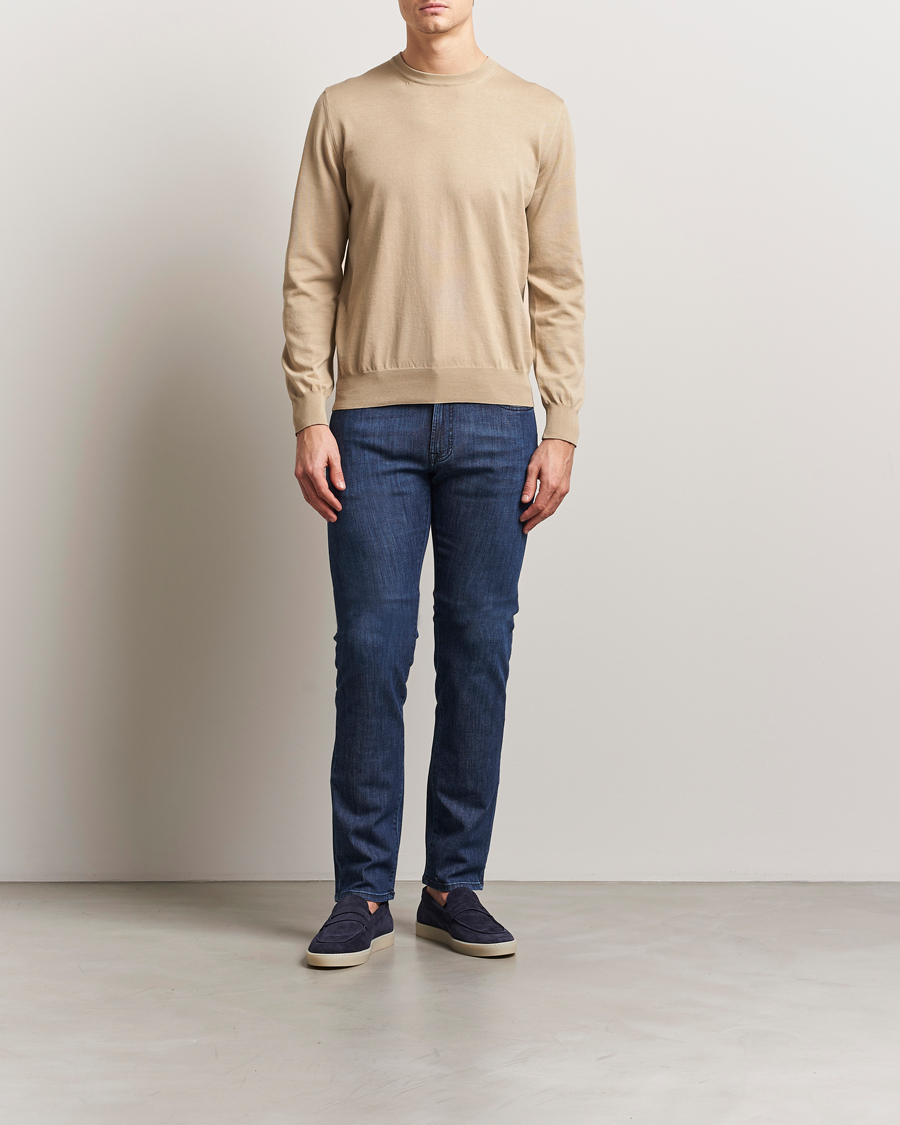 Men | Sweaters & Knitwear | Canali | Cotton Crew Neck Pullover Beige