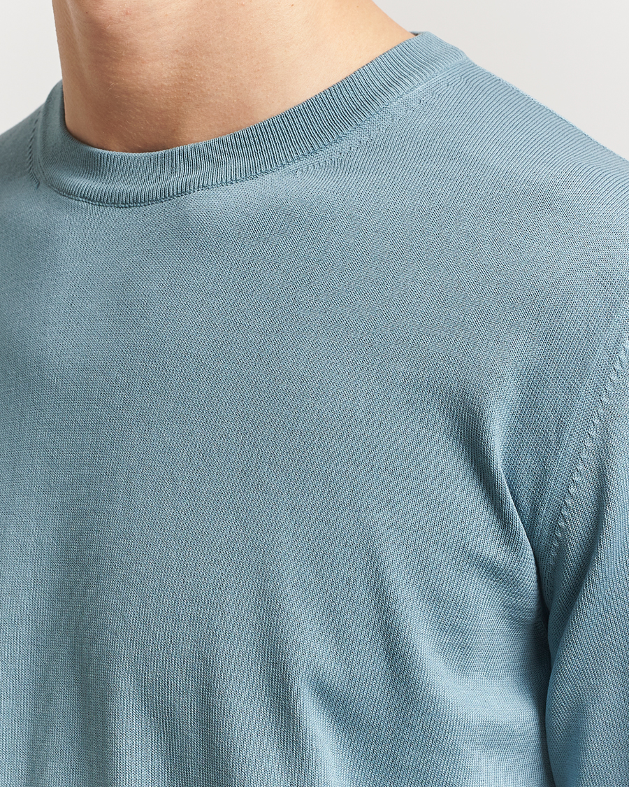 Men | Sweaters & Knitwear | Canali | Cotton Crew Neck Pullover Teal