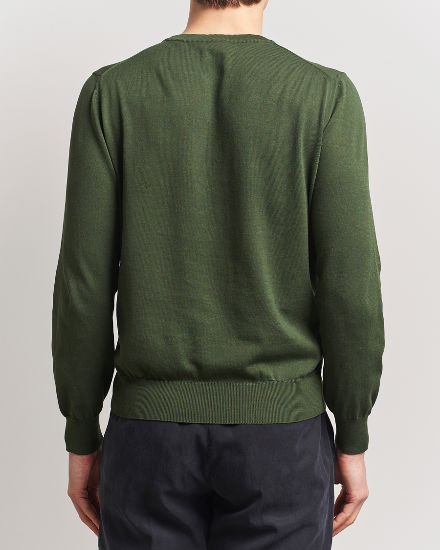 Men | Sweaters & Knitwear | Canali | Cotton Crew Neck Pullover Dark Green