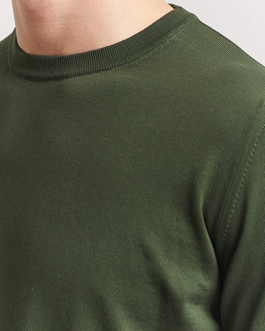 Men | Sweaters & Knitwear | Canali | Cotton Crew Neck Pullover Dark Green